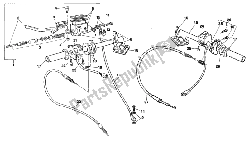 Toutes les pièces pour le Guidon du Ducati Paso 907 I. E. 1990